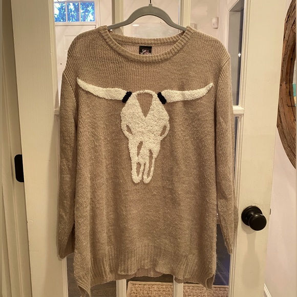 Smell the Roses Bullhead scoop neck sweater. Size L - Picture 1 of 5